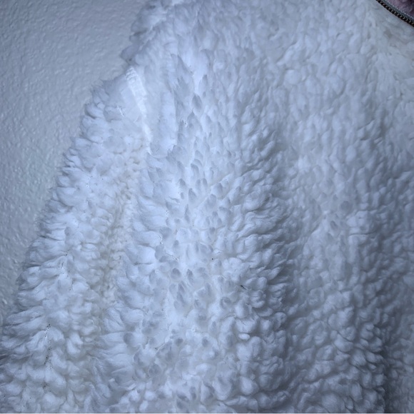 Girlie Girl Originals Medium White Sherpa Half Zip Pullover Pink Collar - Picture 5 of 14